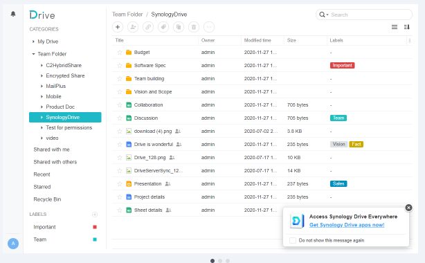 Synology Drive console